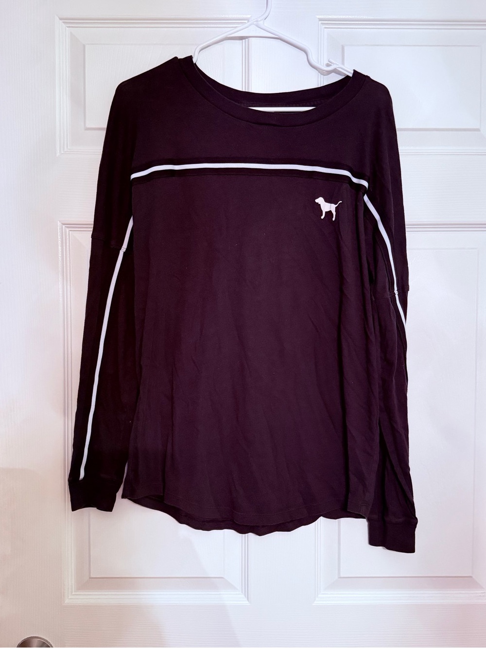 PINK Victoria's Secret Maroon Long Sleeve Crew with White Trim